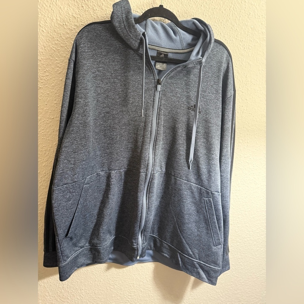 Adidas Men’s Full-Zip Hoodie Jacket 2XL Blue Athletic Casual - Picture 4 of 13